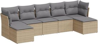 vidaXL Vidaxl - Set Sof&aacute;s De Jard&iacute;n 7 Piezas Y Cojines Rat&aacute;n Sint&eacute;tico Beige