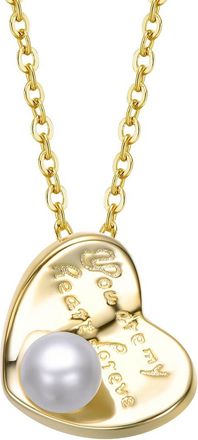 Rachel Glauber 14K Plated 3Mm Pearl Heart Necklace