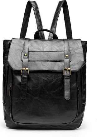 Generic Pu Leather Japanese Kawaii Backpack JK Uniform Backpack for Teenager Girl(Black) (Black)