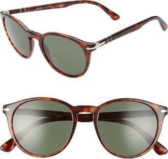 Persol 52mm Round Sunglasses in Brown/Green at Nordstrom