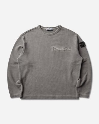 Stone Island Men s Mineral Dyed Organic Cotton Fleece Crewneck Sweatshirt Grey