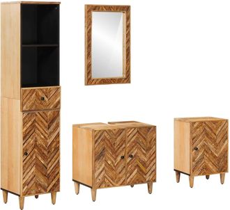 vidaXL Juego De Muebles De Ba&ntilde;o 4 Uds. Madera De Mango Maciza Vidaxl