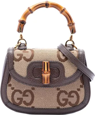 Gucci Pre-owned Gucci Mini Jumbo GG Canvas 1947 Bamboo Top Handle Bag Ladies 376ZALZP286WRYKX