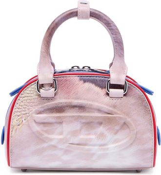 Diesel 1DR Dome-Mini bowling bag with animal print - Crossbody Bags - Woman - Multicolor