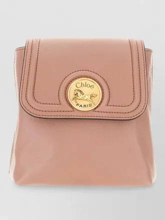 Chlo&eacute; leather horse medal mini backpack gold hardware