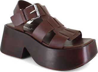 Candie's Laura Platform Sandal in Brown Leather at Nordstrom, Size 11Us