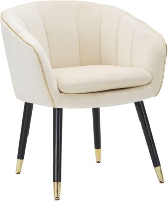 Mauro Ferretti Sill&oacute;n de tela beige con acabados dorados cm 62x58x78