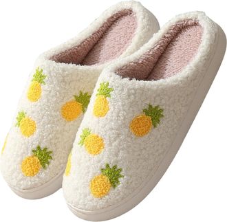 Generic Cartoon Slippers for Women and Men, Cozy Plush Warm Slipper Strawberry Mushroom Love Heart Fluffy Plush Slipper for Women and Men Unisex Soft Fuzzy Ho