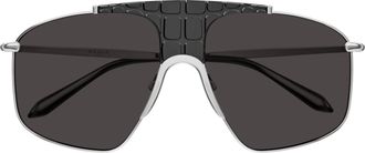 Alaia Aa0098S Oversized Crocodile Textured Shield Sunglasses