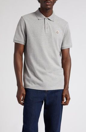 Moncler Maglia Short Sleeve Cotton Polo in Grey at Nordstrom, Size Medium