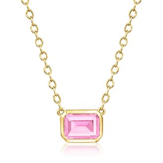 RS Pure by Ross-Simons Lab-Grown Pink Sapphire Necklace in 18kt Gold Vermeil