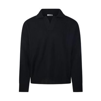 Roberto Collina Skipper Polo Comfort Fit - male - Roberto Collina - V-neck Knitwear - Black - L - Knitwear