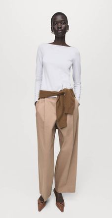 Mango Maglietta collo barca cotone celeste - Donna - XXS - MANGO