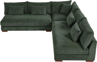 VENTE-UNIQUE.COM Sof&aacute; rinconera terciopelo 6 plazas verde 275x275cm