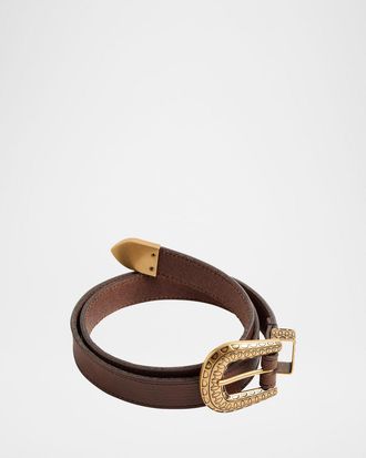 Valentino Garavani VLogo Signature Engraved Leather Belt, 20mm