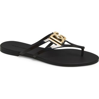 Dolce & Gabbana Logo Flip Flop in Nero/Oro at Nordstrom, Size 10Us