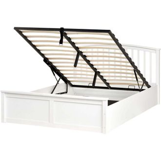 Beliani Letto matrimoniale in legno di pino con contenitore bianco 140 x 200 cm Clarbec