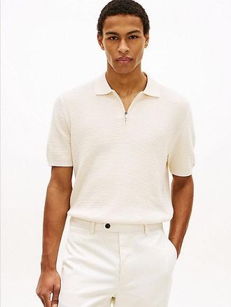 Tommy Hilfiger Regular Fit Textured Knit Zip Polo Shirt