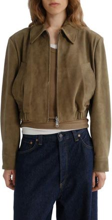 A Gold E x Shoreditch Ski Club Nahla Suede Jacket in Canopy Md Dusky Green at Nordstrom, Size X-Small
