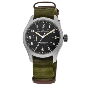 Hamilton Khaki Field Mechanical Power Reserve Black Dial Mens Watch H69509930