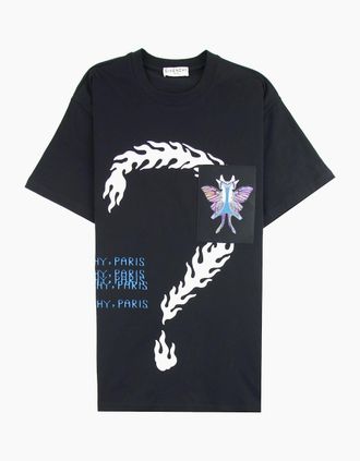 Givenchy Mens Givenchy Burning Question Mark Oversize T-shirt Black - Size: 38/Regular