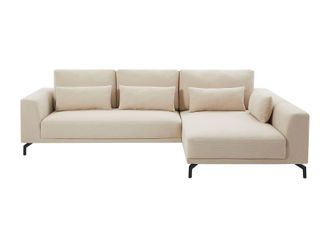 VENTE-UNIQUE.COM Sof&aacute; rinconera poli&eacute;ster 5 plazas beige 280x172cm