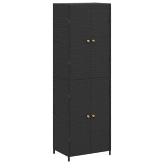 vidaXL Armario De Almacenaje De Jard&iacute;n Rat&aacute;n Pe Negro 59x40x180 Cm Vidaxl