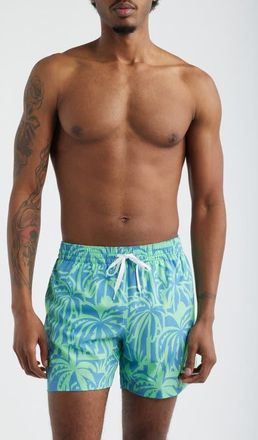 Chubbies The Frond Farwells Palm Tree Print 5.5-Inch Swim Trunks in Bright Green - Pattern Base at Nordstrom, Size Xx-Large