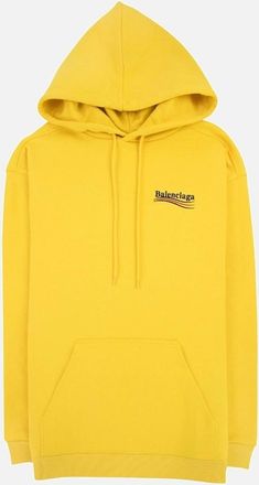 Balenciaga Mens Balenciaga Political Campaign Embroidery Hoodie Yellow - Size: 40