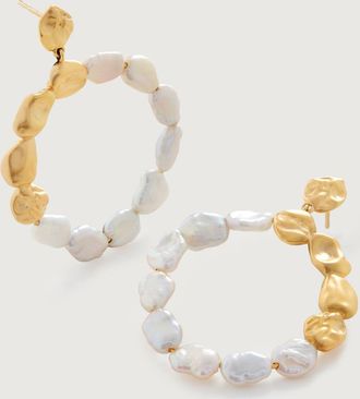 Monica Vinader Gold Keshi Pearl Cocktail Stud Earrings Pearl