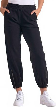 Elan Harlow Side Zipper Jogger In Black