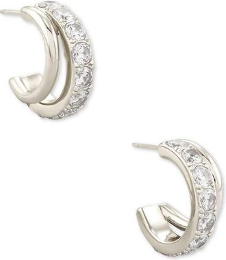 Kendra Scott Womens Livy Huggie Earrings In Rhodium Metal