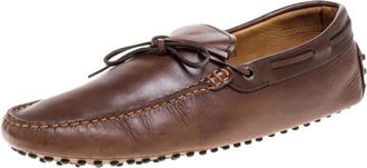 Tod's Tods Brown Leather Bow Driver Loafers