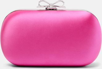 Self Portrait Bow embellished satin clutch