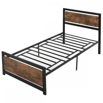 HOMCOM Single Metal Bed Frame with Headboard & Footboard - Strong Slat Support Solid Bedstead Base w/ Underbed Storage Space - No Box Spring Needed - - Home