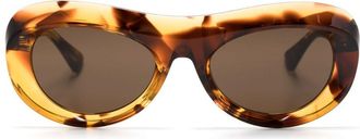 Bottega Veneta Brown Oval-Frame Sunglasses - Womens - Acetate