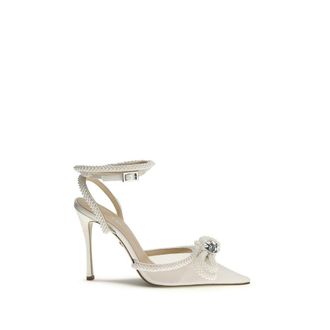 Mach & Mach White Silk High Heel Womens Pumps