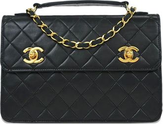Chanel Borsa a mano trapuntata con catena 1990 - Nero