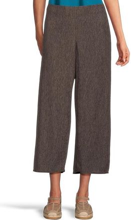Eileen Fisher Woven Plisse Petite Ankle Wide Pant Womens Clothing Rye : PP (2P-4P), Polyester/Spandex/Tencel