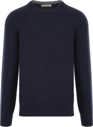 Brunello Cucinelli Truien & Vesten, Heren, Blauw, 3Xl, Kasjmier, Crewneck Kasjmier Trui
