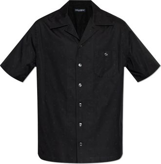 Dolce & Gabbana Shirt met korte mouwen - Heren - Korte mouwen Overhemden - Zwart - L - Katoen - Overhemden