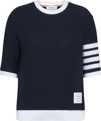 Thom Browne Navy Blue Textured T-shirt