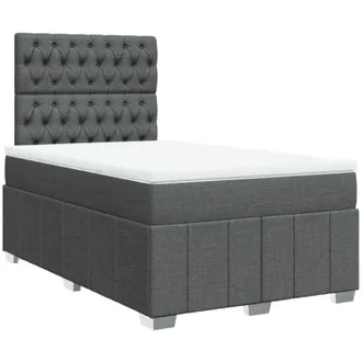 vidaXL Cama Box Spring Con Colch&oacute;n Tela Gris Oscuro 120x200 Cm Vidaxl