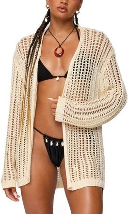 Edikted Darcee Oversize Open Stitch Cardigan in Cream at Nordstrom, Size X-Large