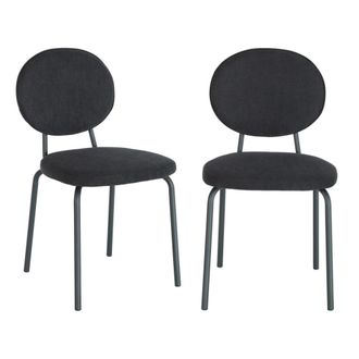 Sweeek Silla vintage de metal y tela, set de 2, negro