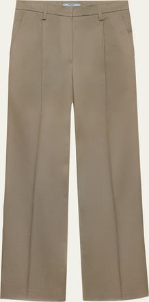 Prada Pleated Cotton Twill Straight-Leg Trousers