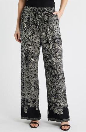 Vince Camuto Elastic Waist Wide Leg Pants in Rich Black at Nordstrom Rack, Size Xx-Small