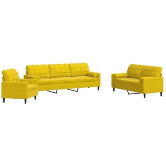 vidaXL Vidaxl - Sof&aacute; Con Cojines Y Almohadas 3 Piezas Terciopelo Amarillo