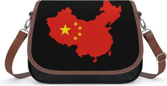 Generic China Flag Map Womens Crossbody Bag Fashion Shoulder Handbags Message Tote Bag with Adjustable Strap