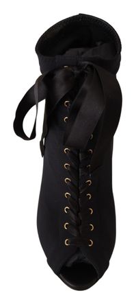 Dolce & Gabbana Womens Black Stretch Short Ankle Boots Shoes Elastane